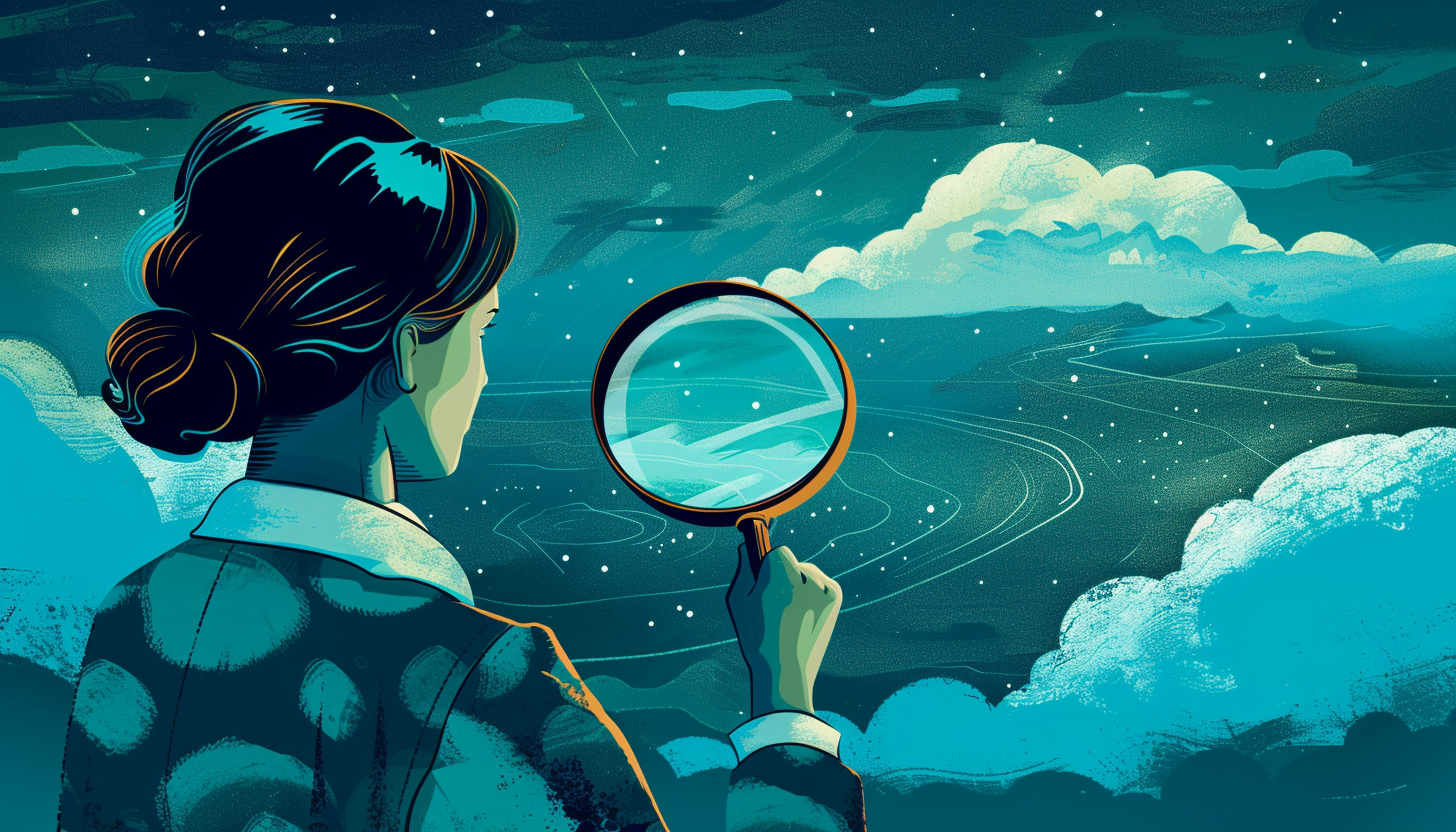 lady with magnifying glass