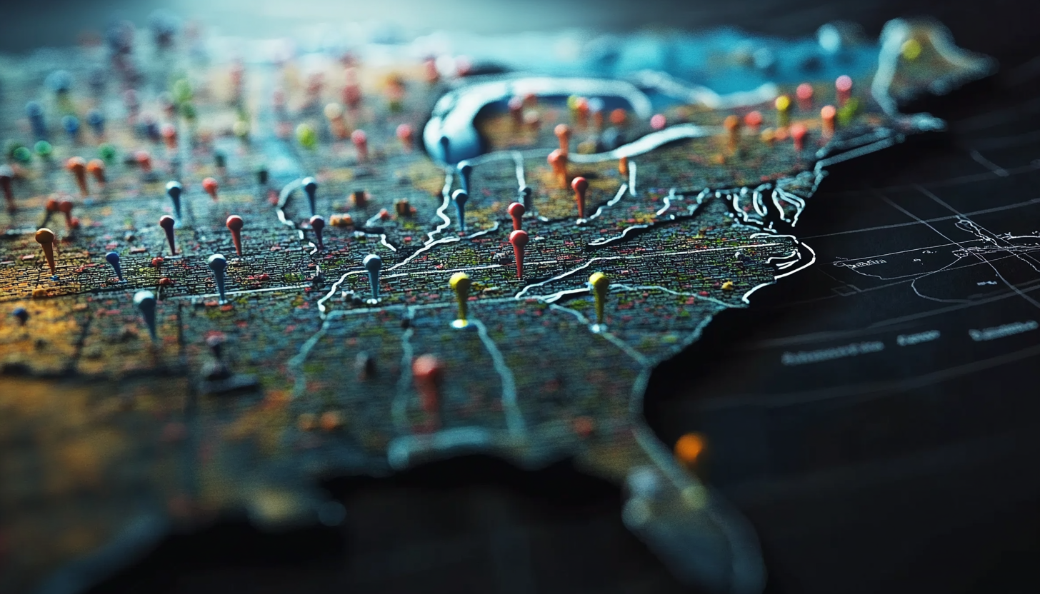 USA map close up