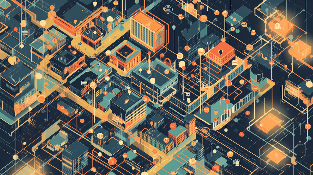 map of city connected devices IoT