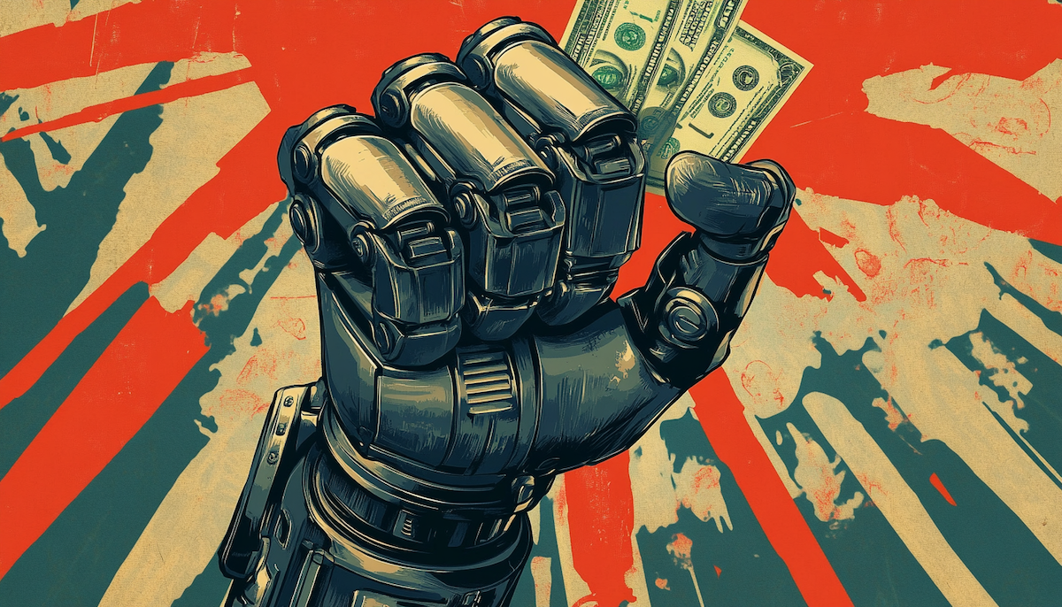Robot hand money earnings cash