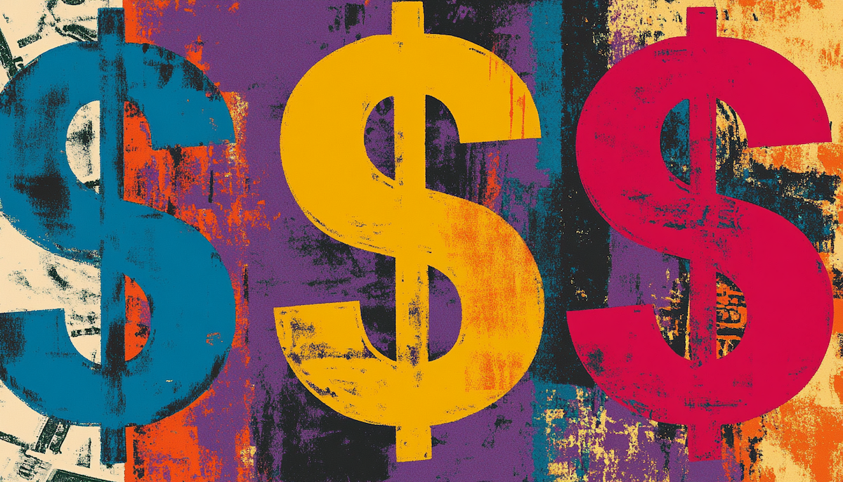 Dollar sign Warhol style earnings finance