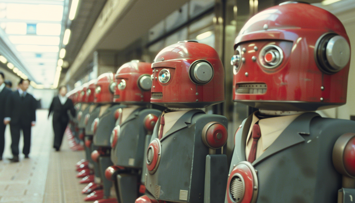 robots waiting in line AI gen AI