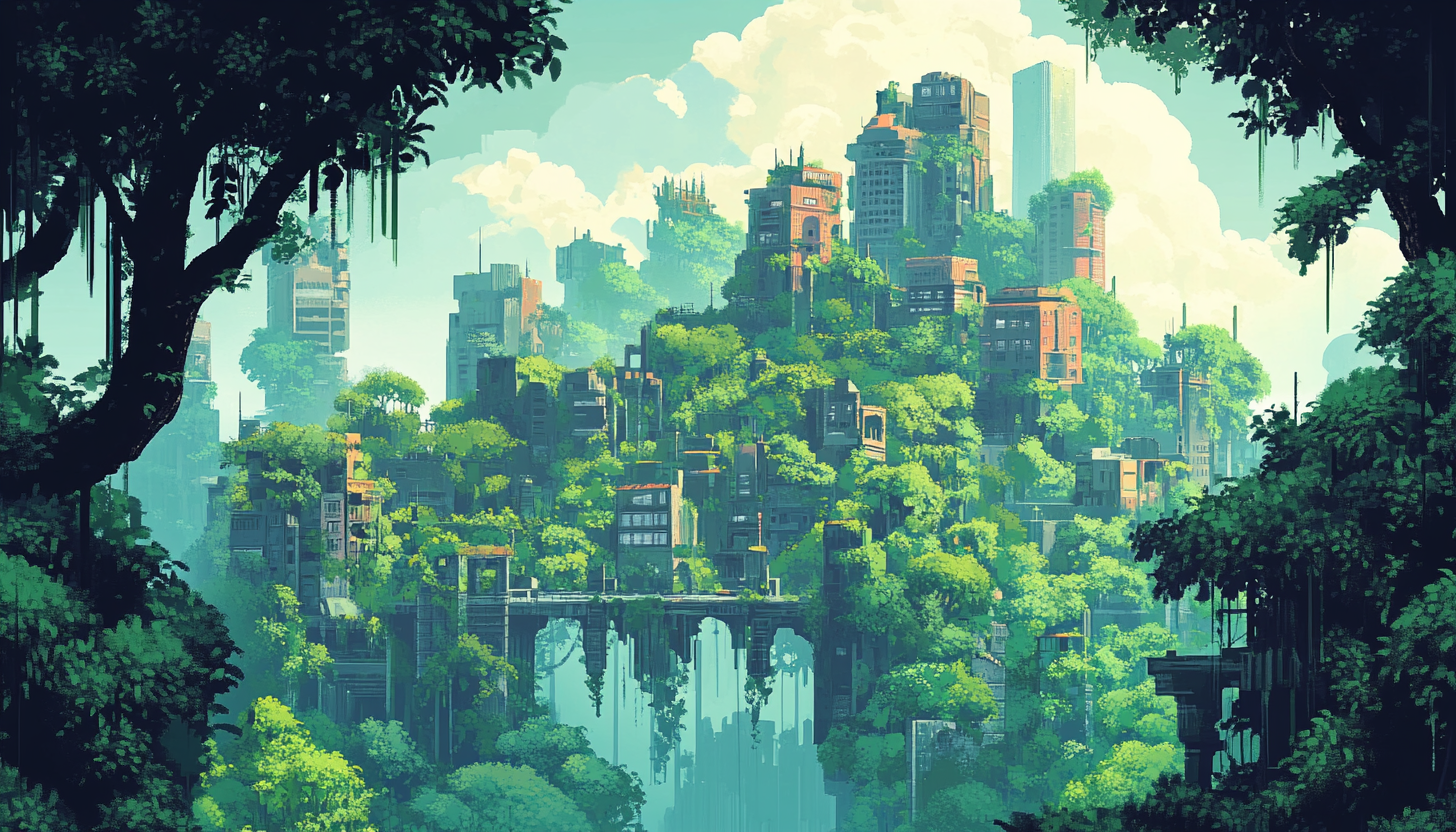 city covered in trees