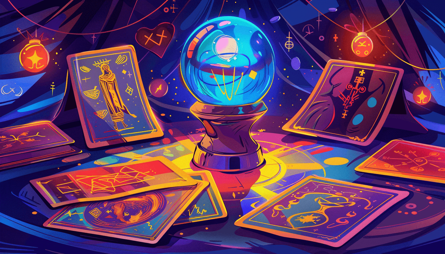Crystal ball with tarot cards