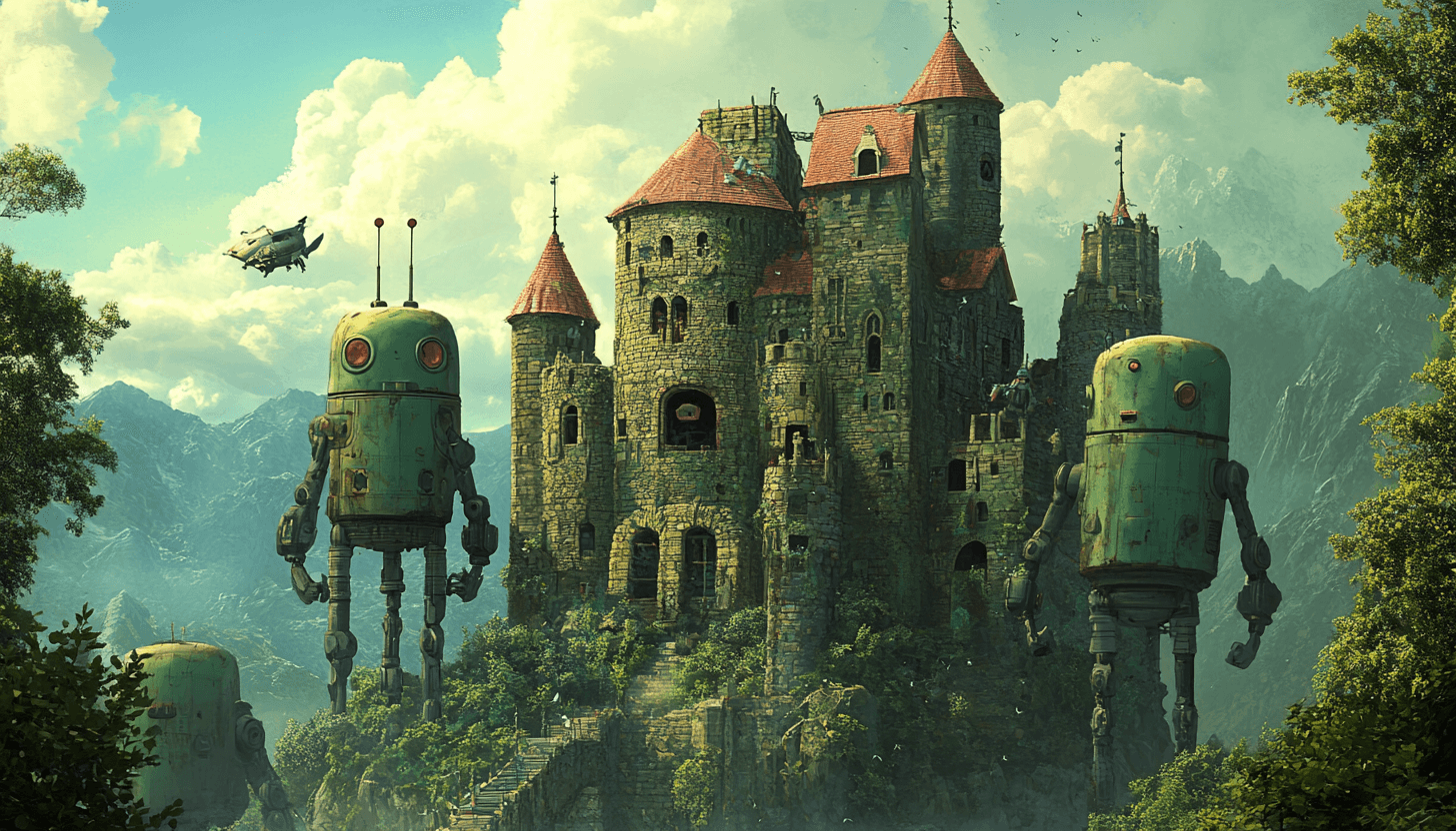 castle with robots