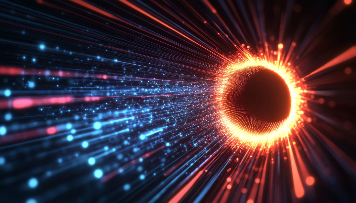 optical fiber network going into a black hole