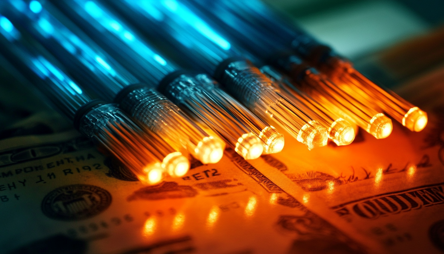 fiber optic cables and dollar bills