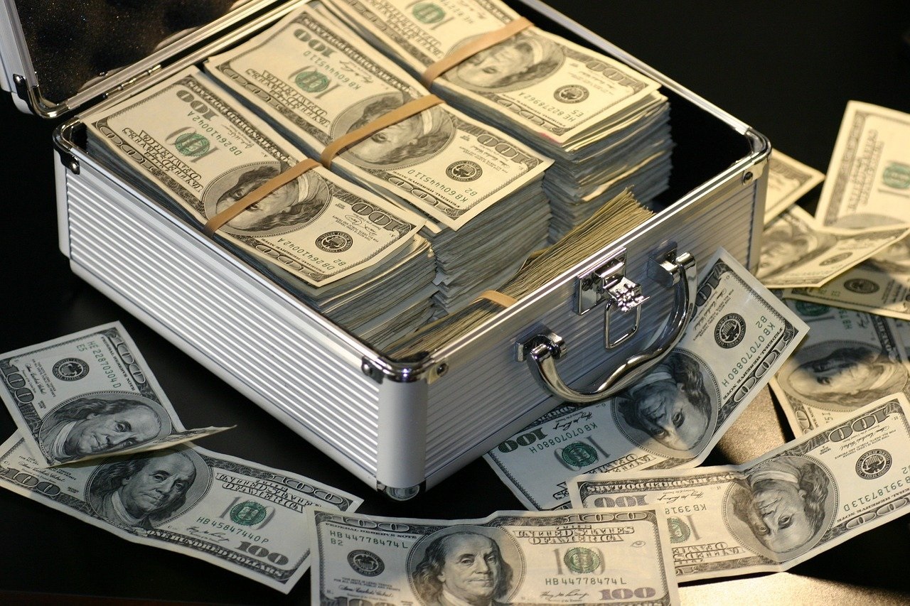 Money piles cash