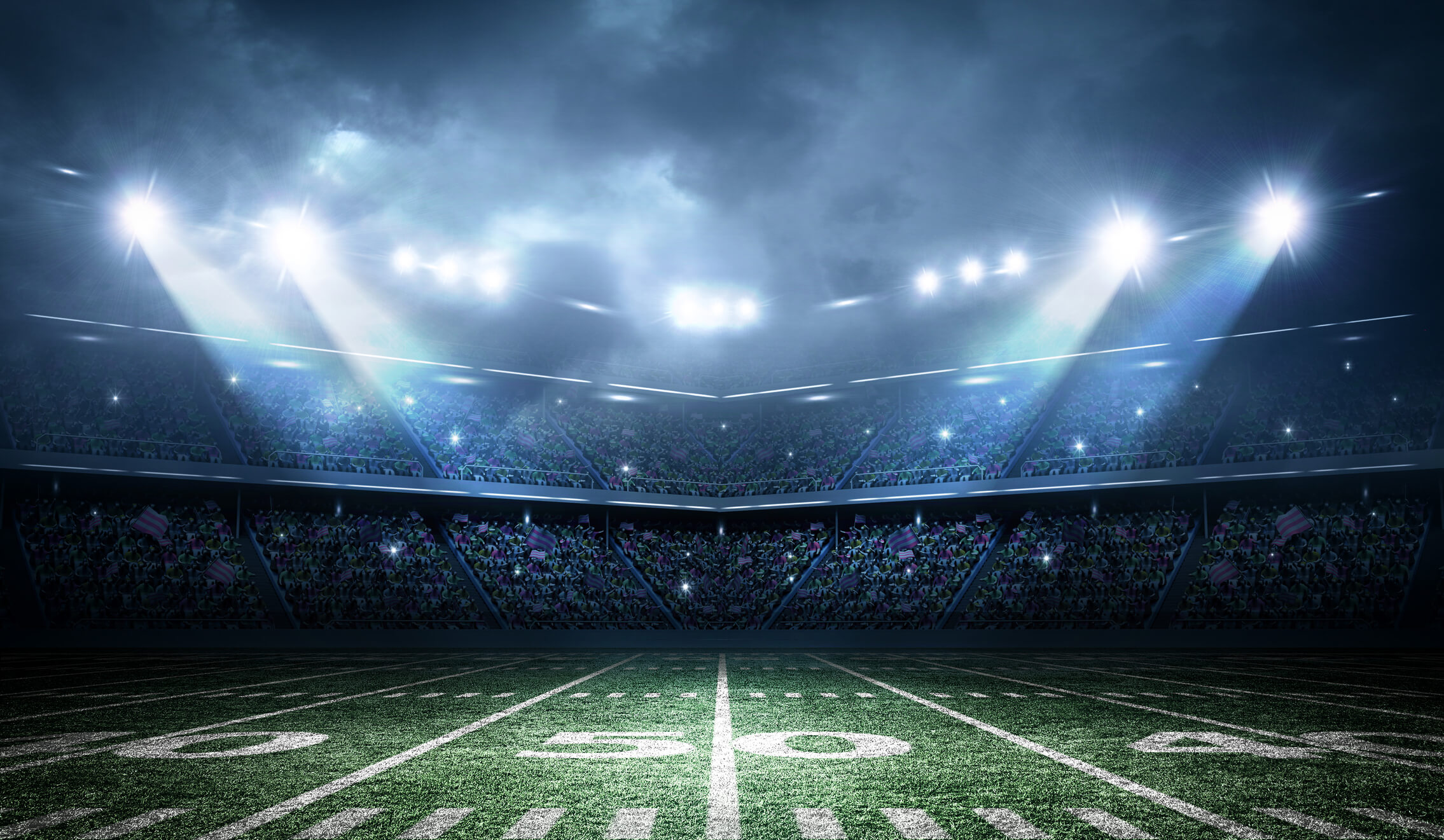 Football stadium lights and field