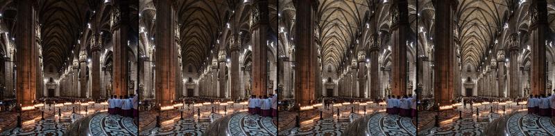 Different lighting intensities in the same part of the cathedral