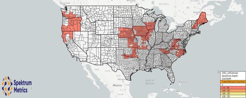 UScellular 850 MHz spectrum map
