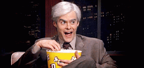 eating popcorn