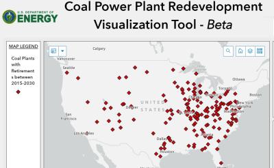 Coal plant retirement map screenshot
