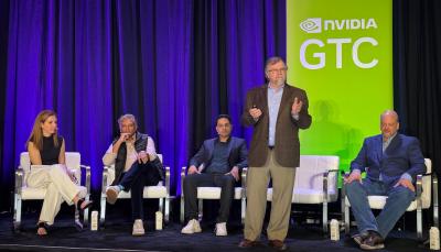 Panelists seated, presenting at the recent Nvidia conferences.