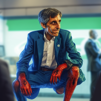 José María Álvarez-Pallete, Chairman of the Board of Directors, VMO2, Art by Midjourney, inspired by Marvel Entertainment which is owned by The Walt Disney Co.