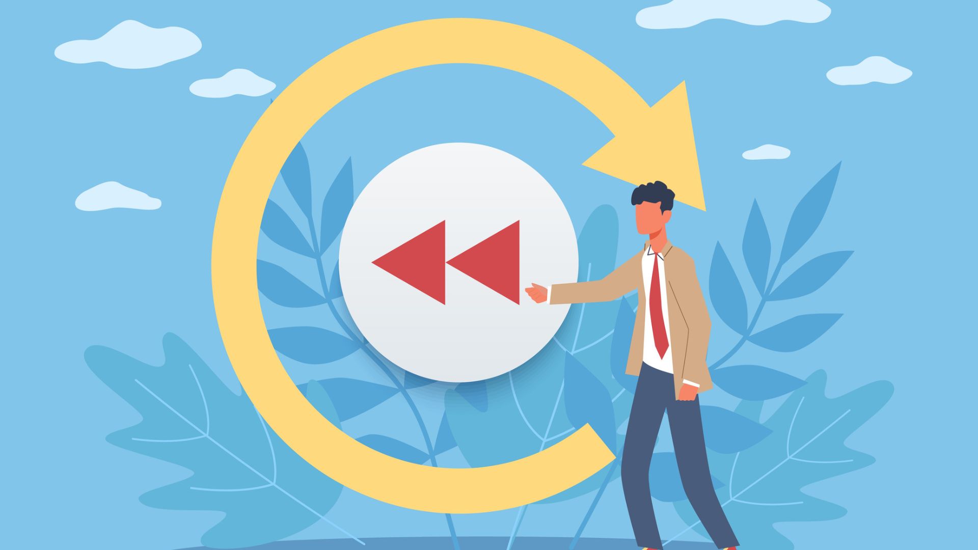 Rewind button surrounded by circular play arrow