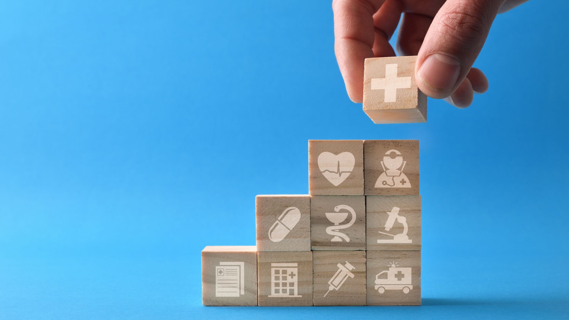 Medical care concepts with stacking cubes
