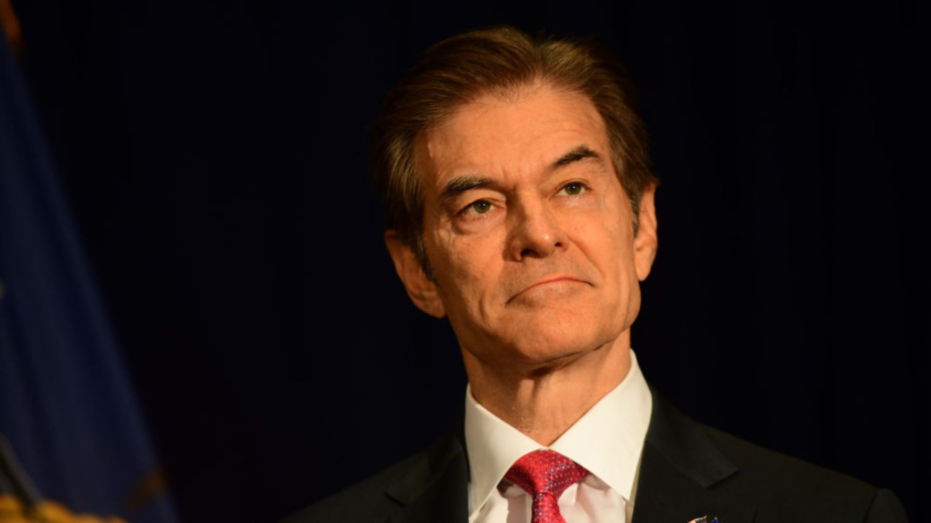 Dr Mehmet Oz pictured at a press conference in September 2022