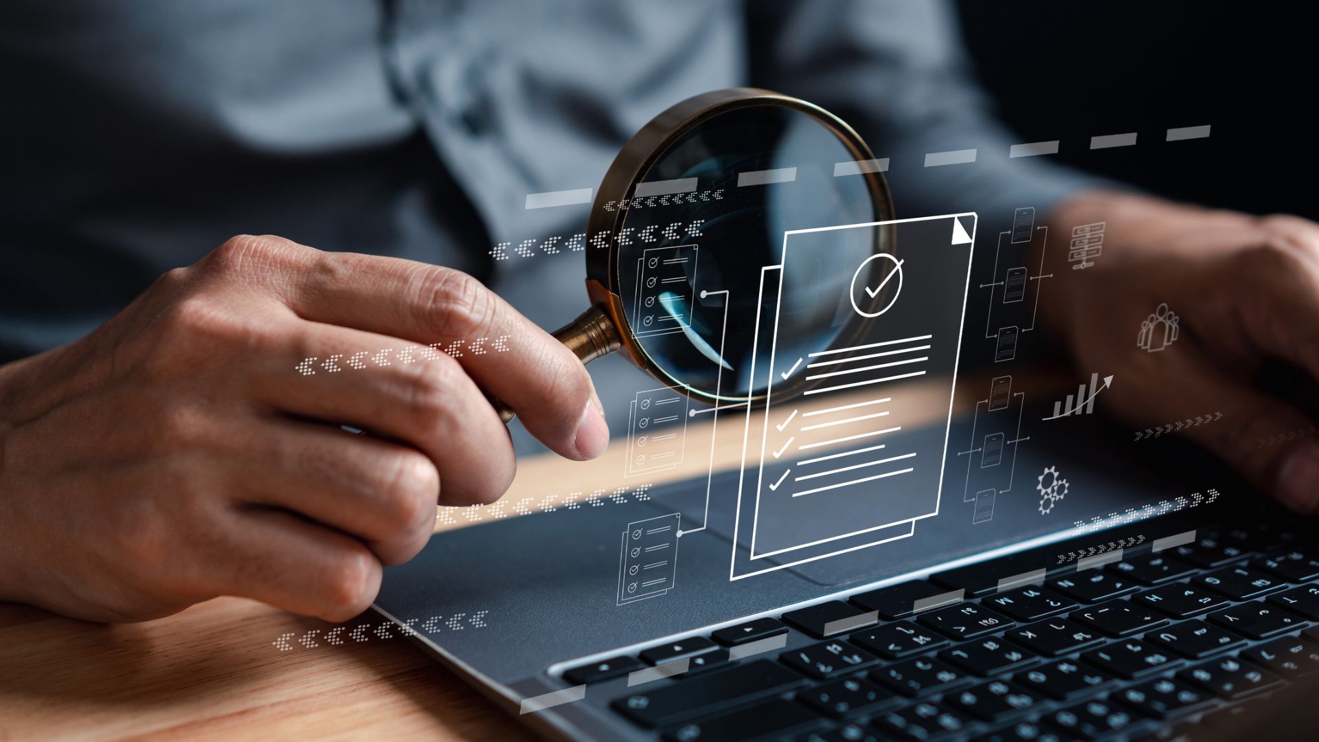 Man inspecting documents metrics