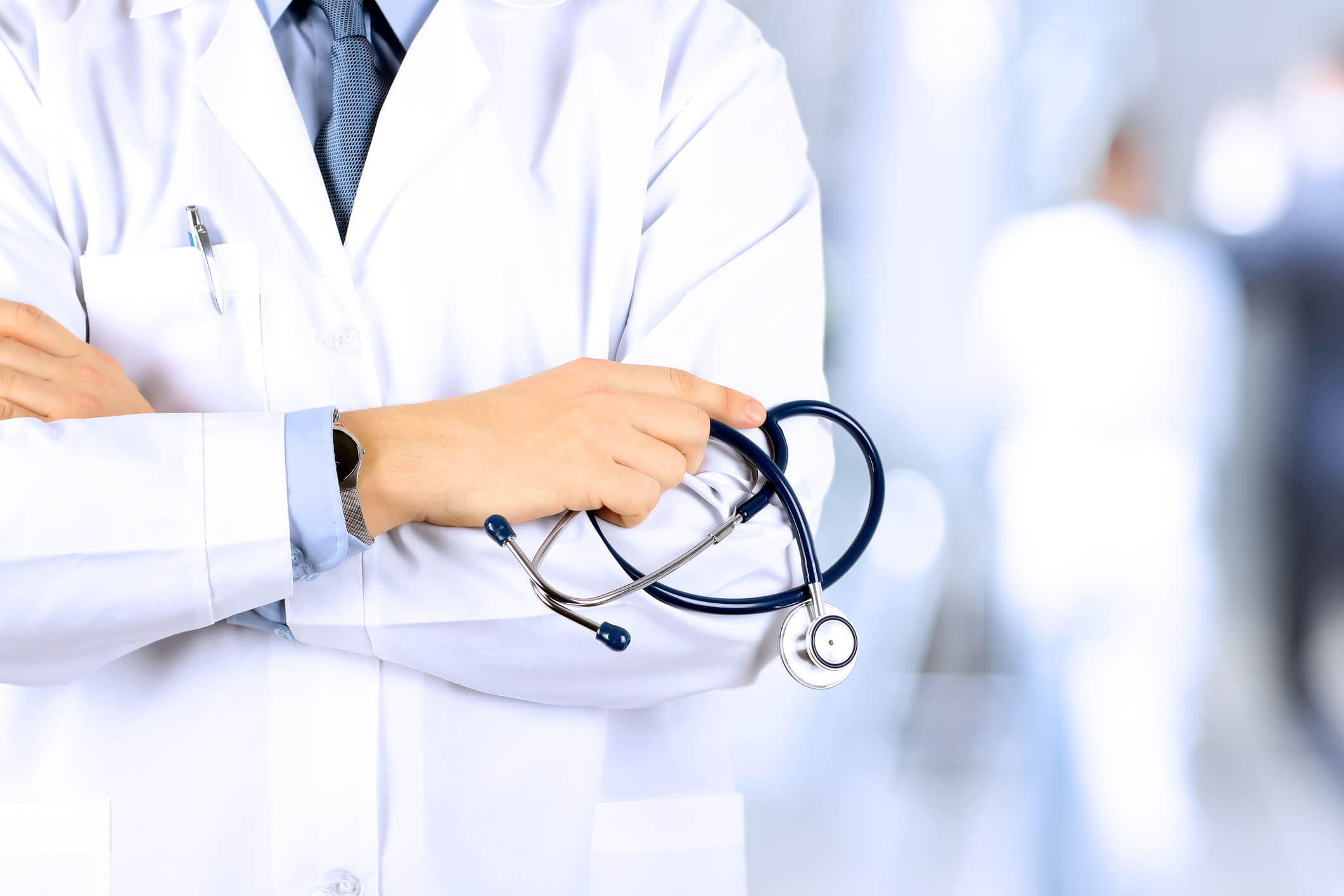 Male doctor in white lab coat