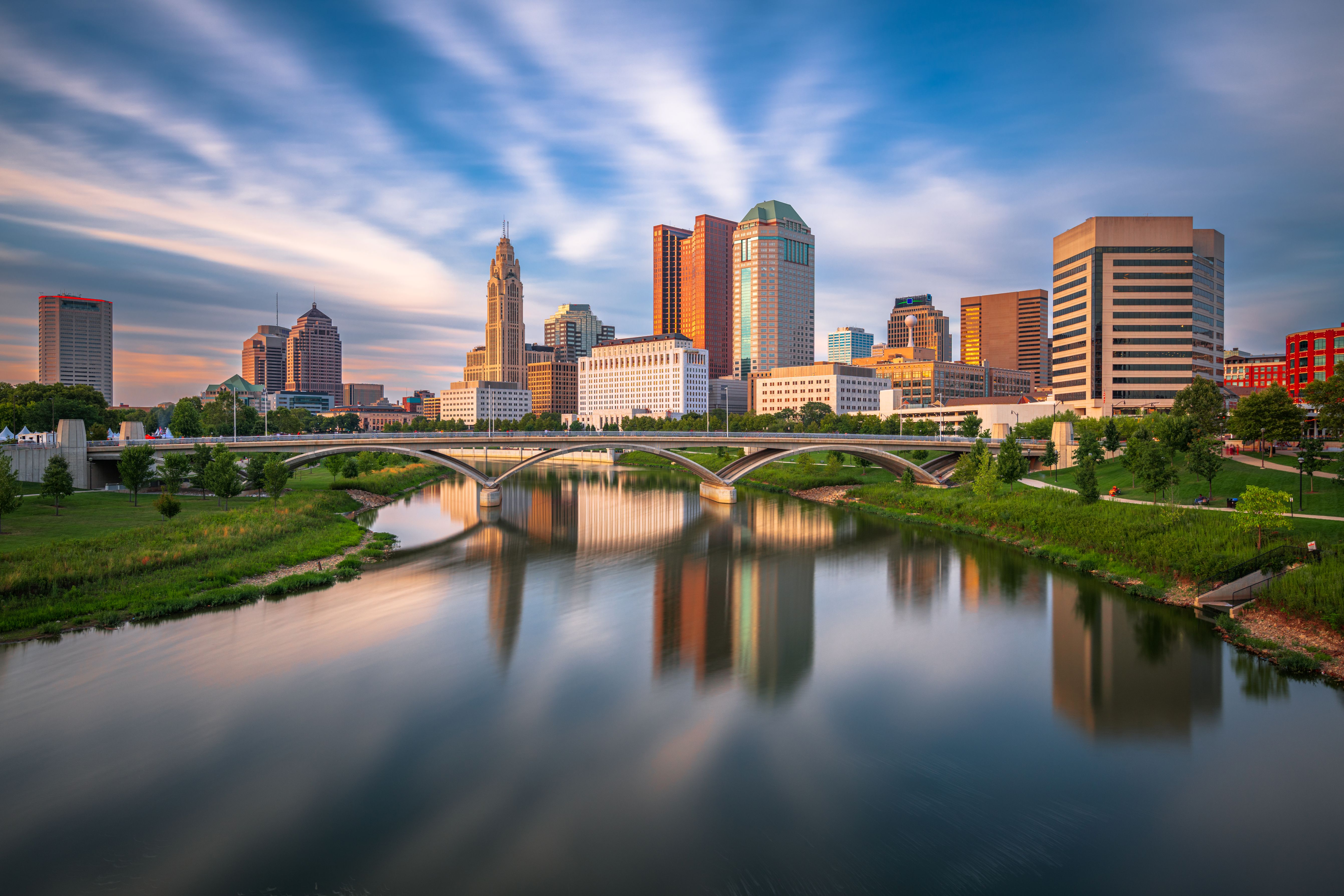 Columbus Ohio skyline from Scioto River