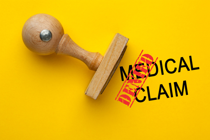 A stamp reading denied over the words medical claim