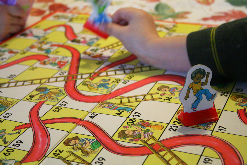 Board game with pieces on it