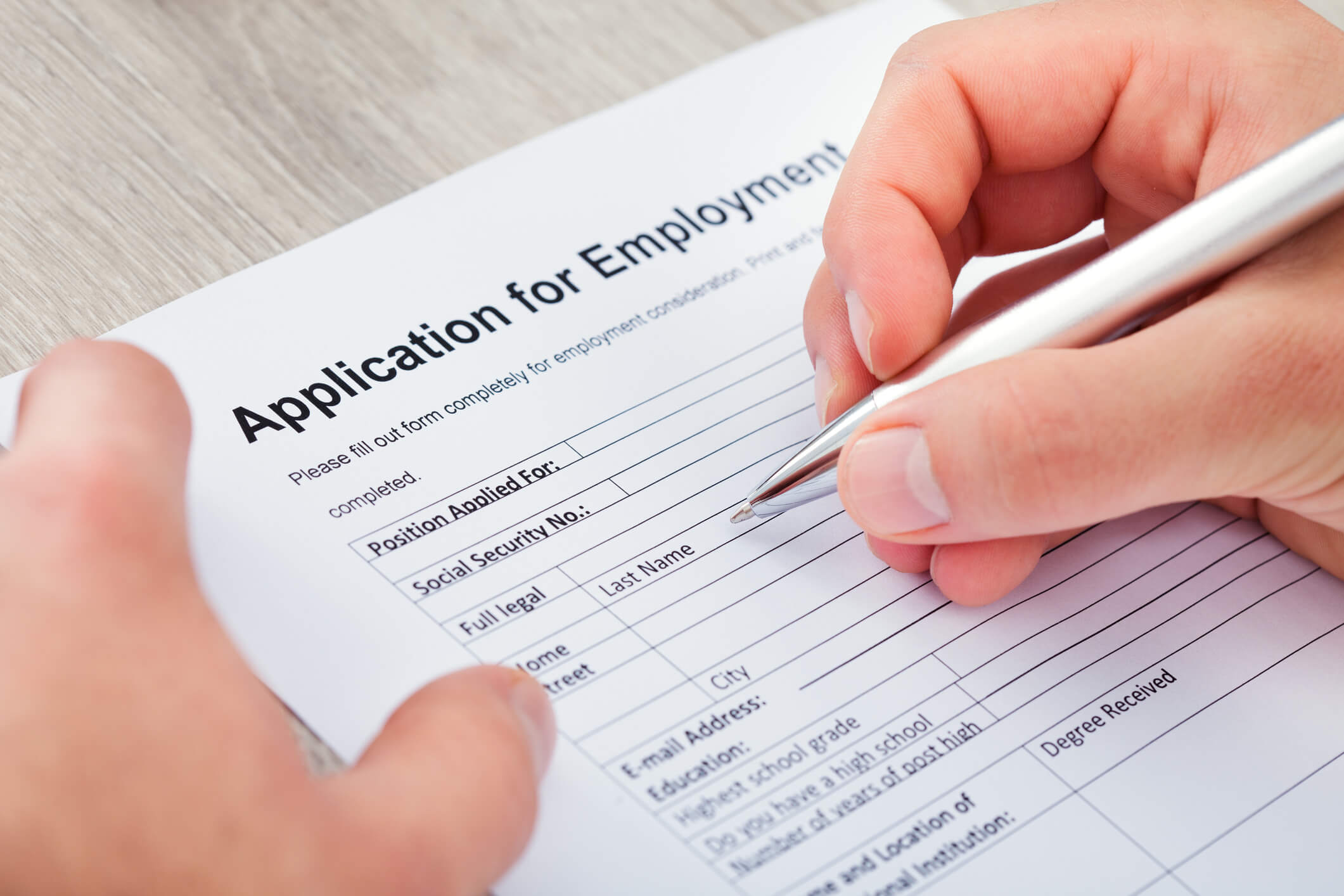 Filling out job application