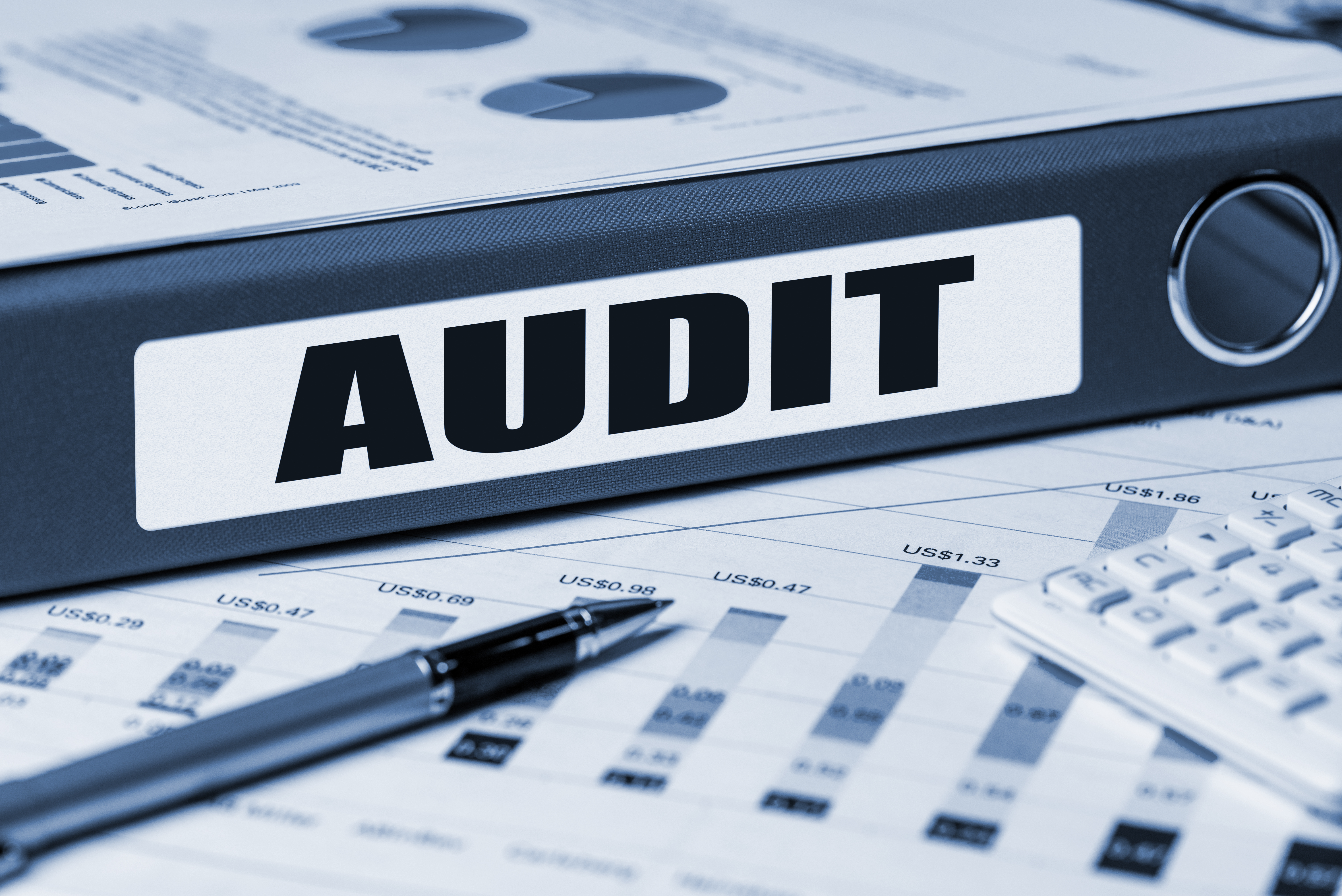 Audit with magnifying glass
