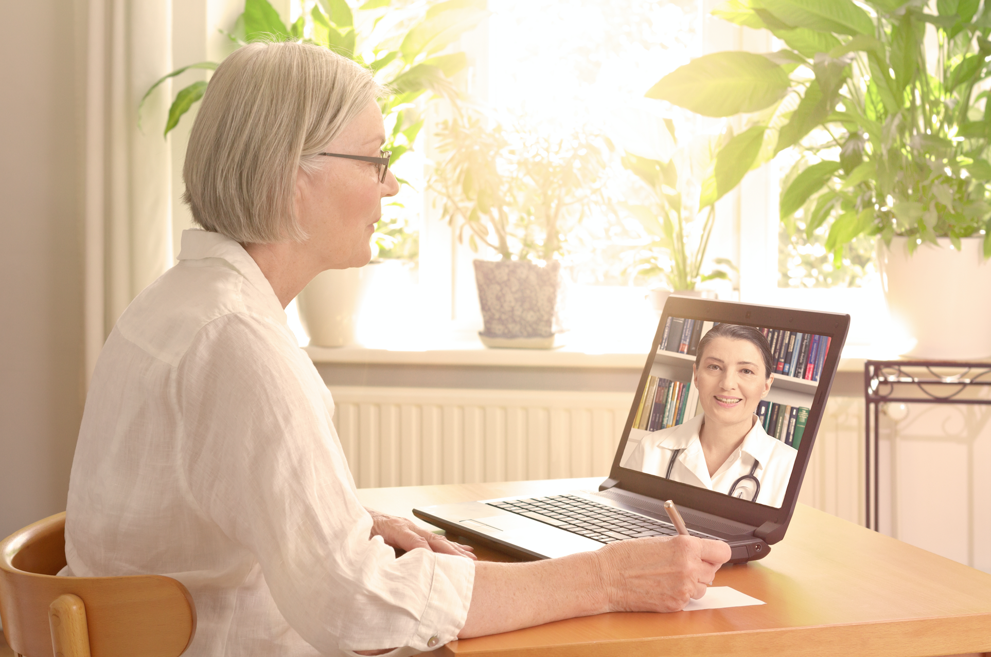 Older patient using telehealth