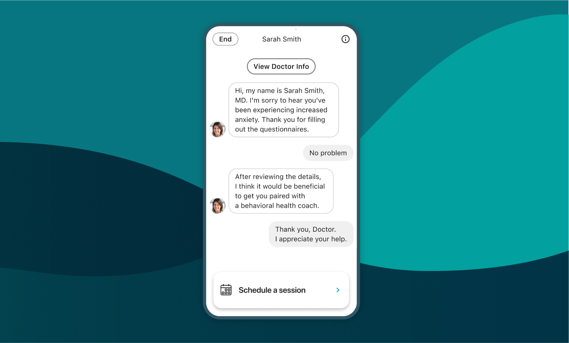 smartphone screen with screen shot of 98point6s behavioral health solution