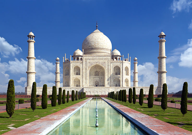 Taj mahal on a bright day in Agra India