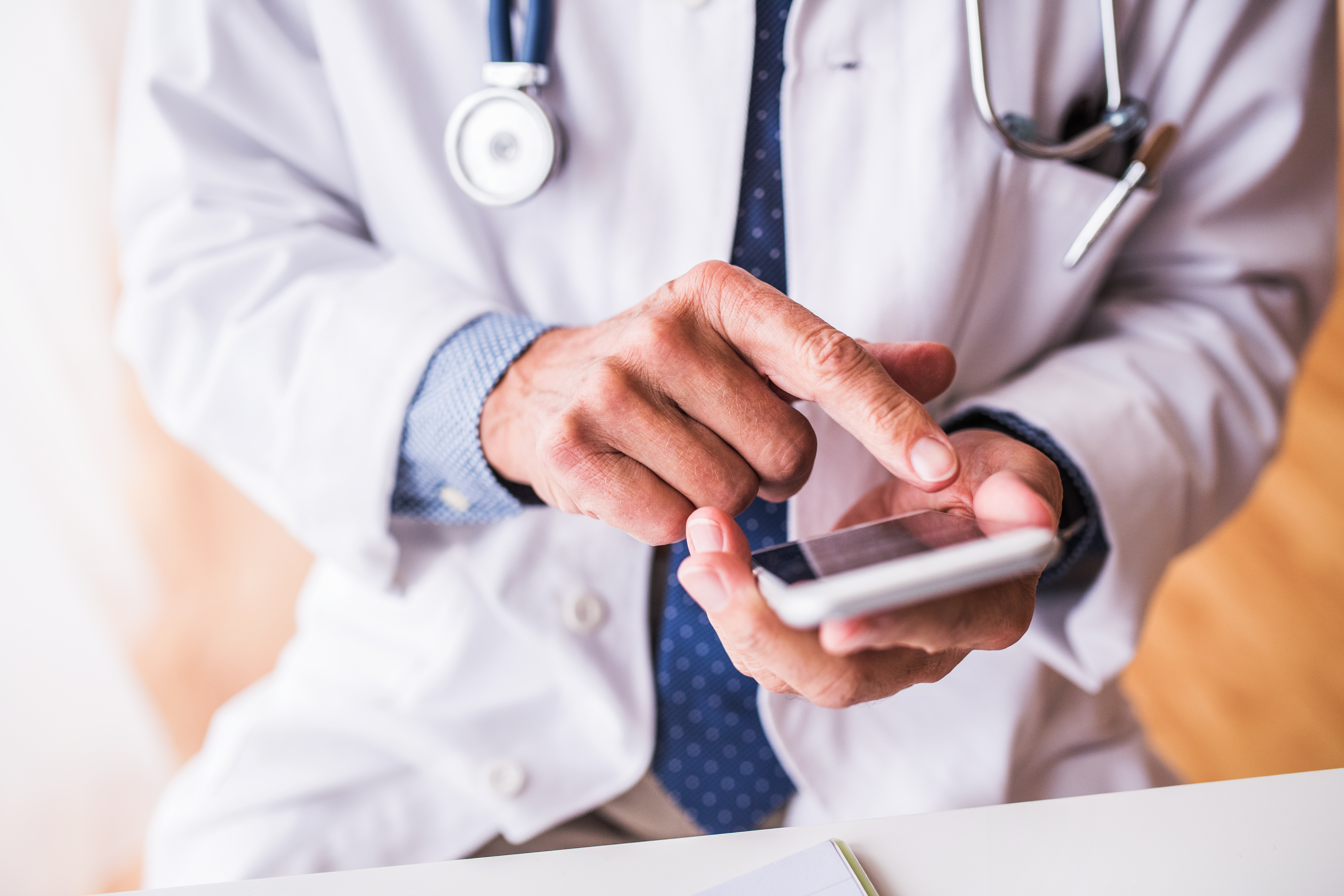 Doctor on phone