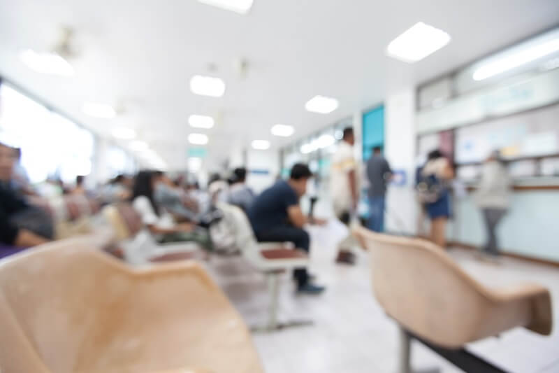 Patients in a hospital waiting room