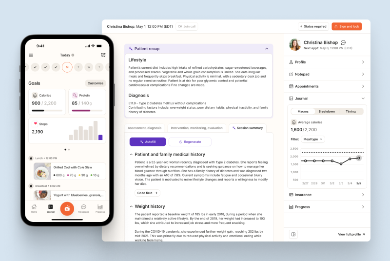 Screenshot of Nourish app